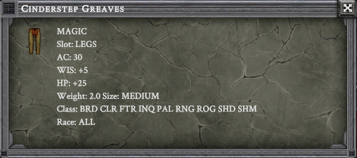 CINDERSTEP GREAVES item card